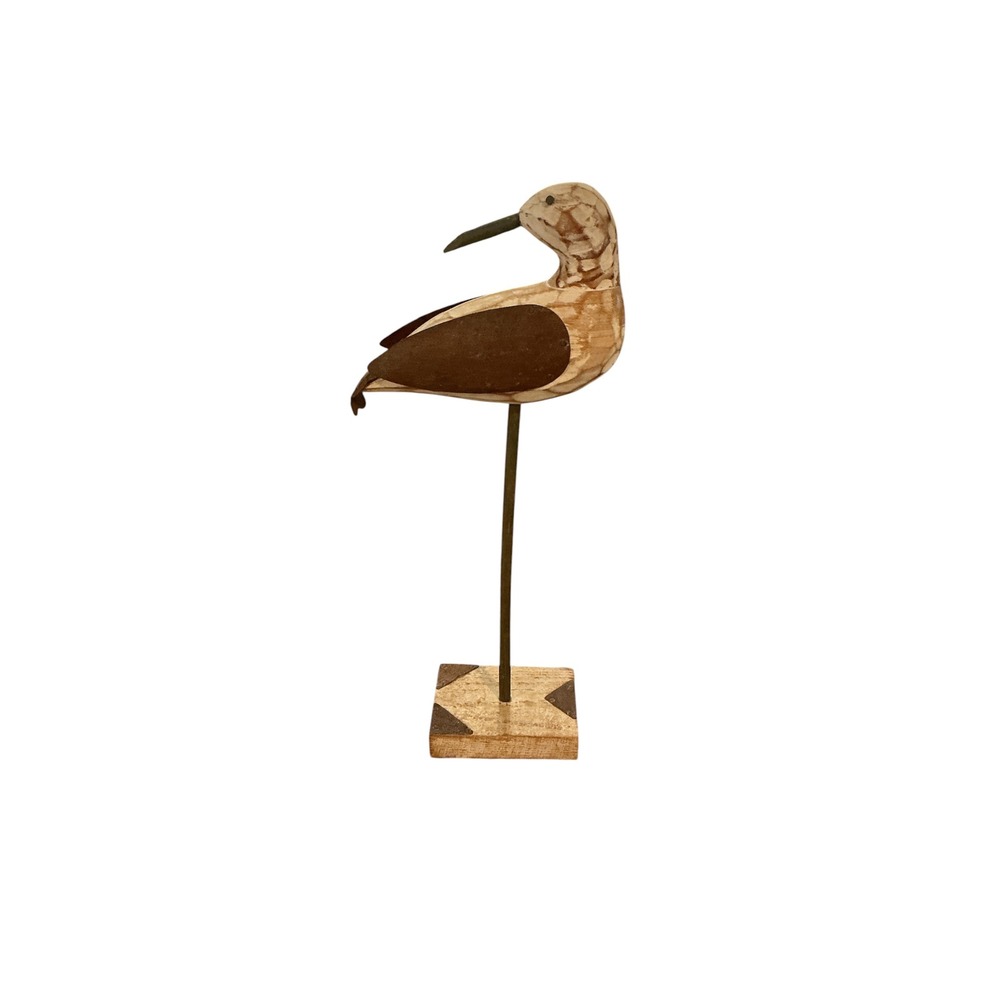 Vintage 1990s Wooden Shorebird Decoy Rustic Coastal Bird Figurine 11.5" Tall - Picture 6 of 11